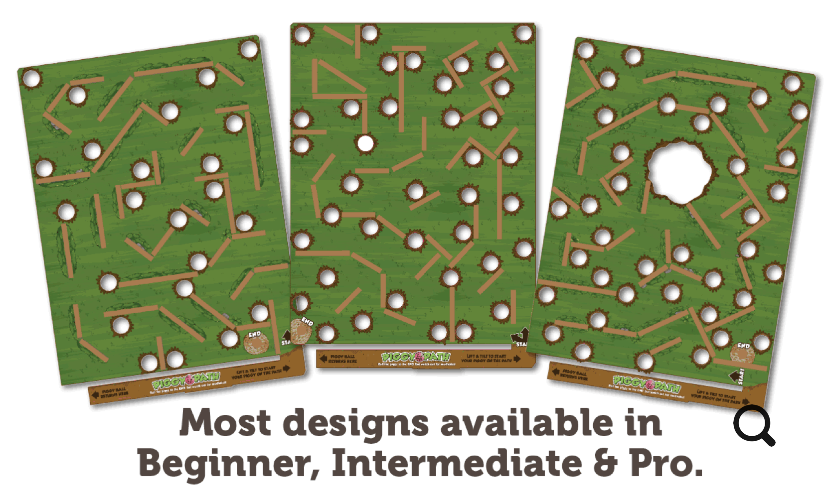 Eacg Tilt-A-Maze is available in  Difficulty Levels from Rookie to Pro.